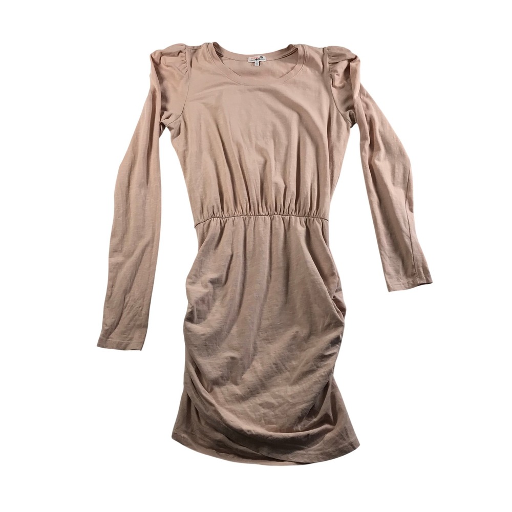 Sundry by Anthropologie Blush Pink Ruched Puff Sleeve Mini Dress Size 2